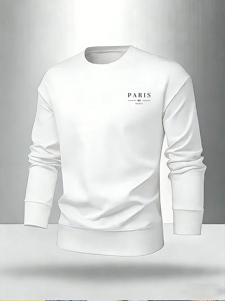 Paris Print Men's Set Pullover & Sweatpants Autumn Casual Warm Outfit Male Fashion O-neck Hoodie Suit Single Sweatshirt or Pants