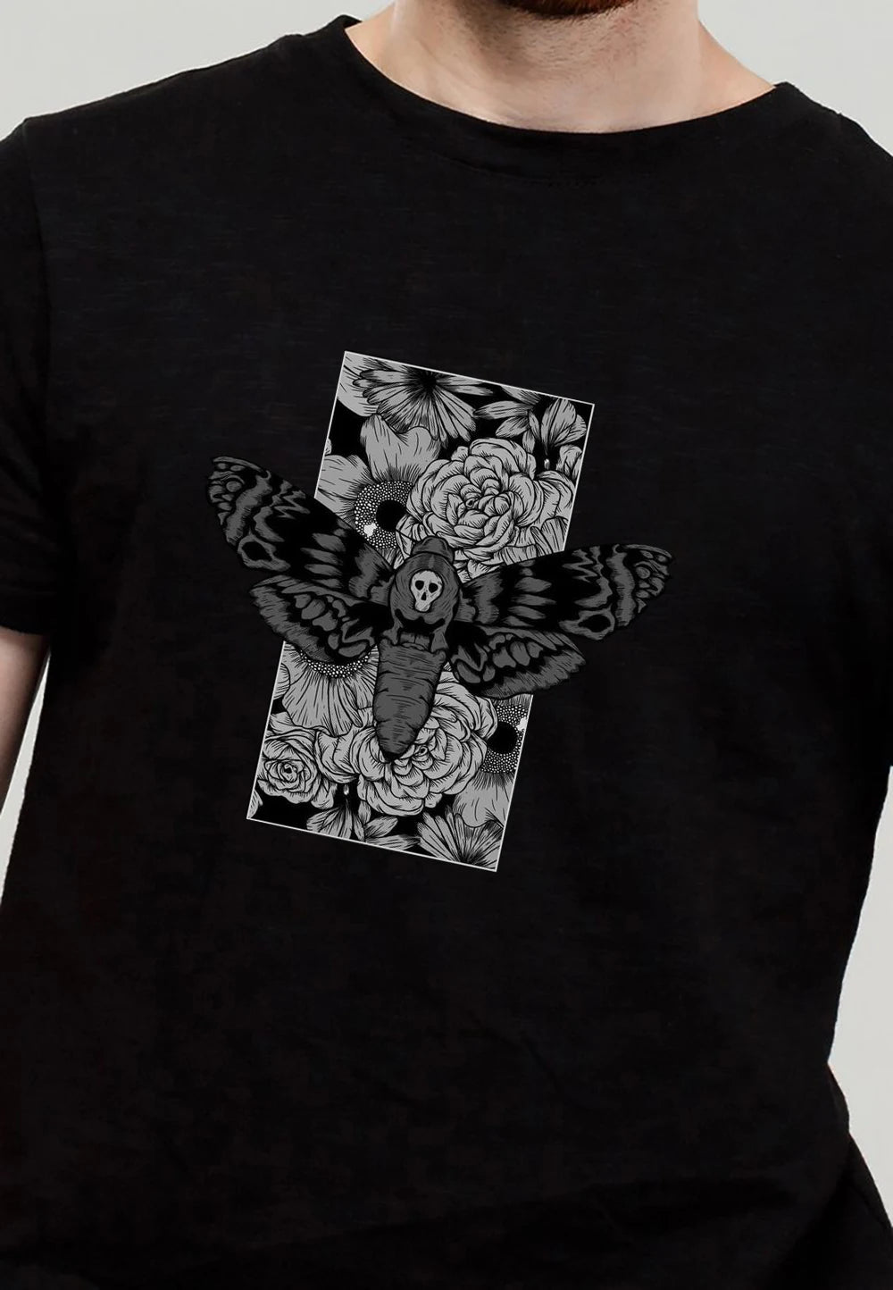 Death Moth Graphic Tee Sugar Skull Gothic Butterfly Rock Emo Goth Hip Hop Men Women T-Shirt Short Sleeves Clothing Wholesale