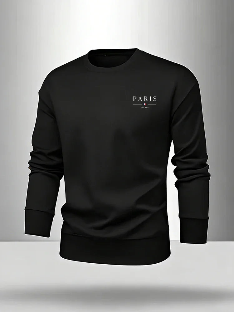 Paris Print Men's Set Pullover & Sweatpants Autumn Casual Warm Outfit Male Fashion O-neck Hoodie Suit Single Sweatshirt or Pants