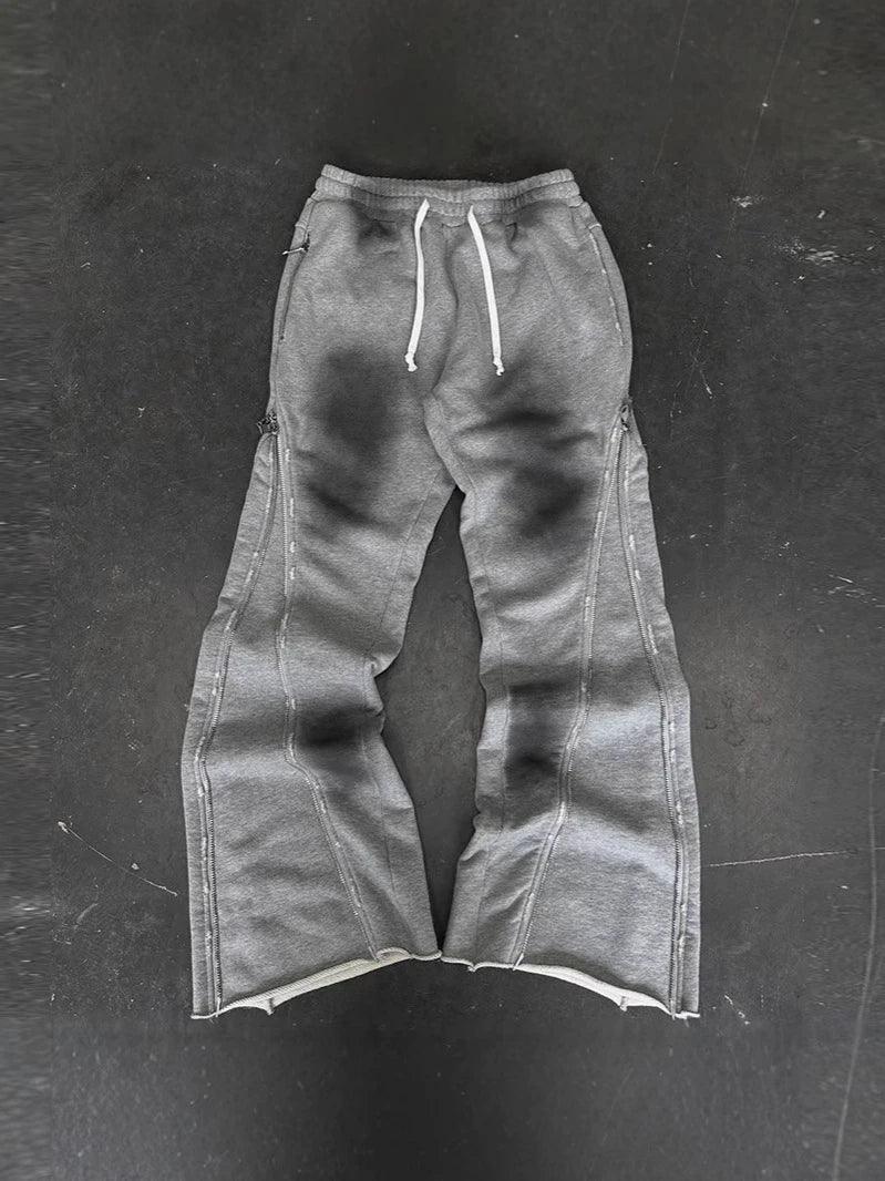 Y2k Vintage Gothic Aesthetics autumn winter pants punk zipper design streetwear style niche fashion retro emo unisex loose pants