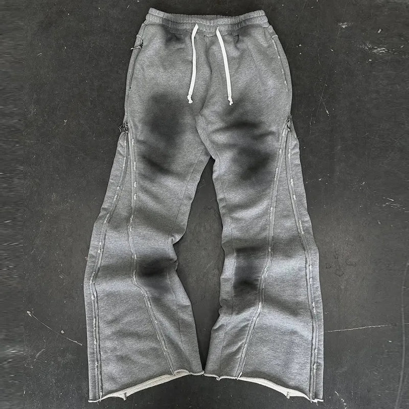 Y2k Vintage Gothic Aesthetics autumn winter pants punk zipper design streetwear style niche fashion retro emo unisex loose pants