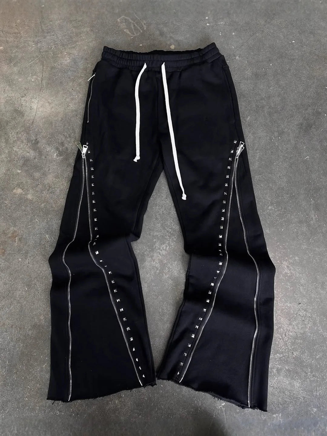 Y2k Vintage Gothic Aesthetics autumn winter pants punk zipper design streetwear style niche fashion retro emo unisex loose pants