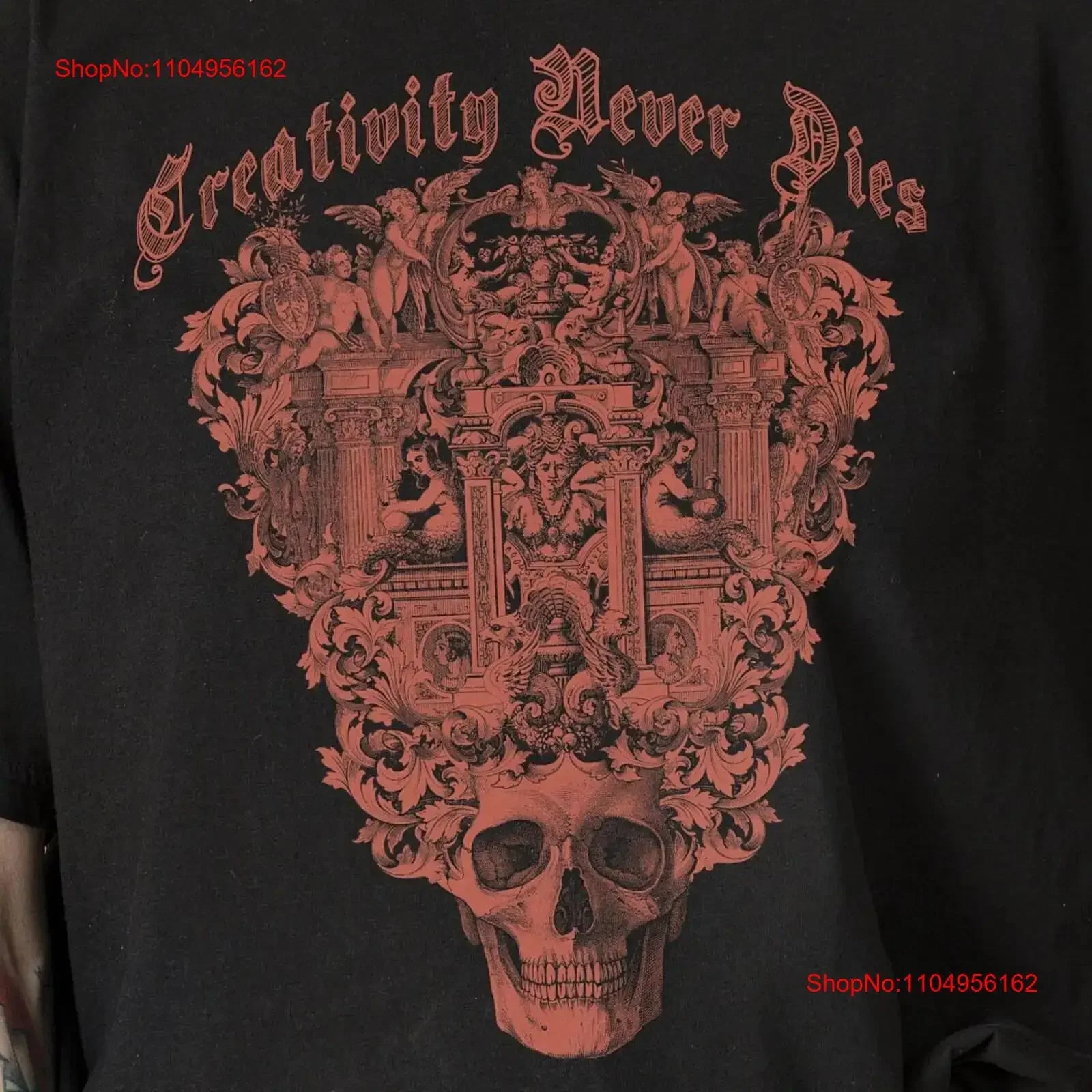 Creativity Never Dies Skull T Shirt Egirl Eboy Clothing for Gothic and Alternative Goth Emo Witches Metalheads vintage Washed