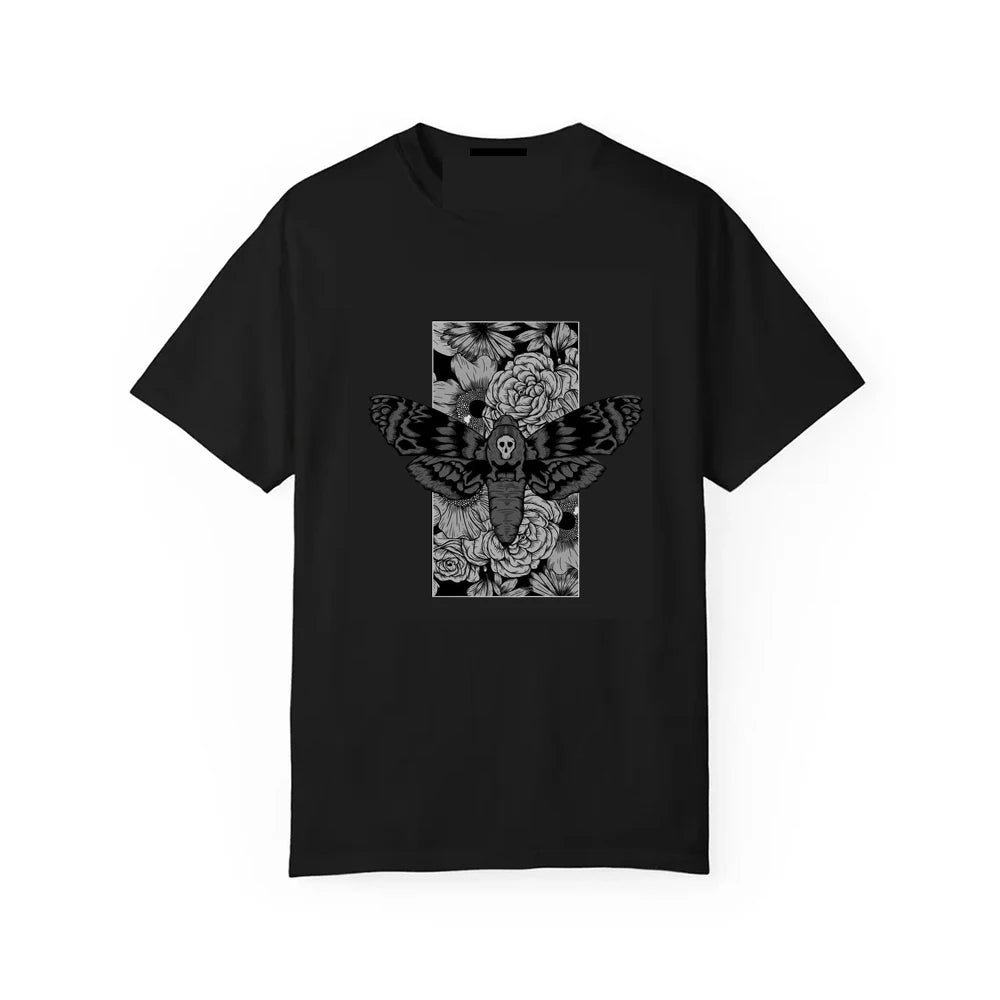 Death Moth Graphic Tee Sugar Skull Gothic Butterfly Rock Emo Goth Hip Hop Men Women T-Shirt Short Sleeves Clothing Wholesale